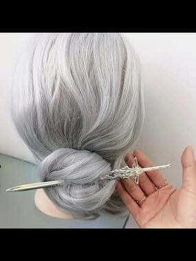 Silver Sword Hair Stick - Elegant Metal Hair Pin for Women